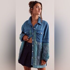 New Free People We The Free Heritage Quilted Shirt Jacket Size S